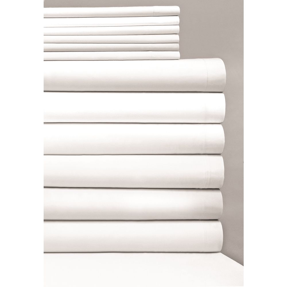 Connoisseur® T300 Blend, King Pillowcase 42x46, White Hem, Plain White Weave